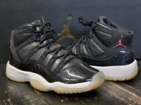 2015 Jordan 11 Retro 72-10 Black/Red/White Basketball Shoes 378038-002 Kid 4Y