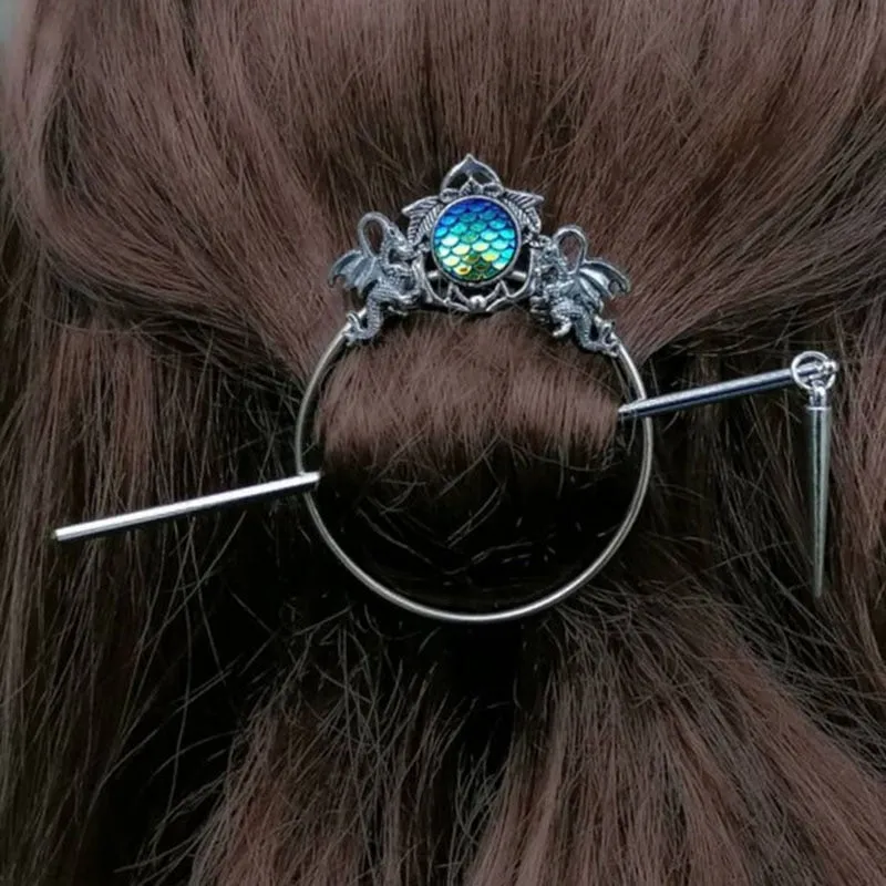 3 Styles Unique Vintage Crow Witch Hair Stick Viking Dragon Moon y2k Accessories Also Can Be Brooch