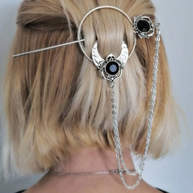 3 Styles Unique Vintage Crow Witch Hair Stick Viking Dragon Moon y2k Accessories Also Can Be Brooch