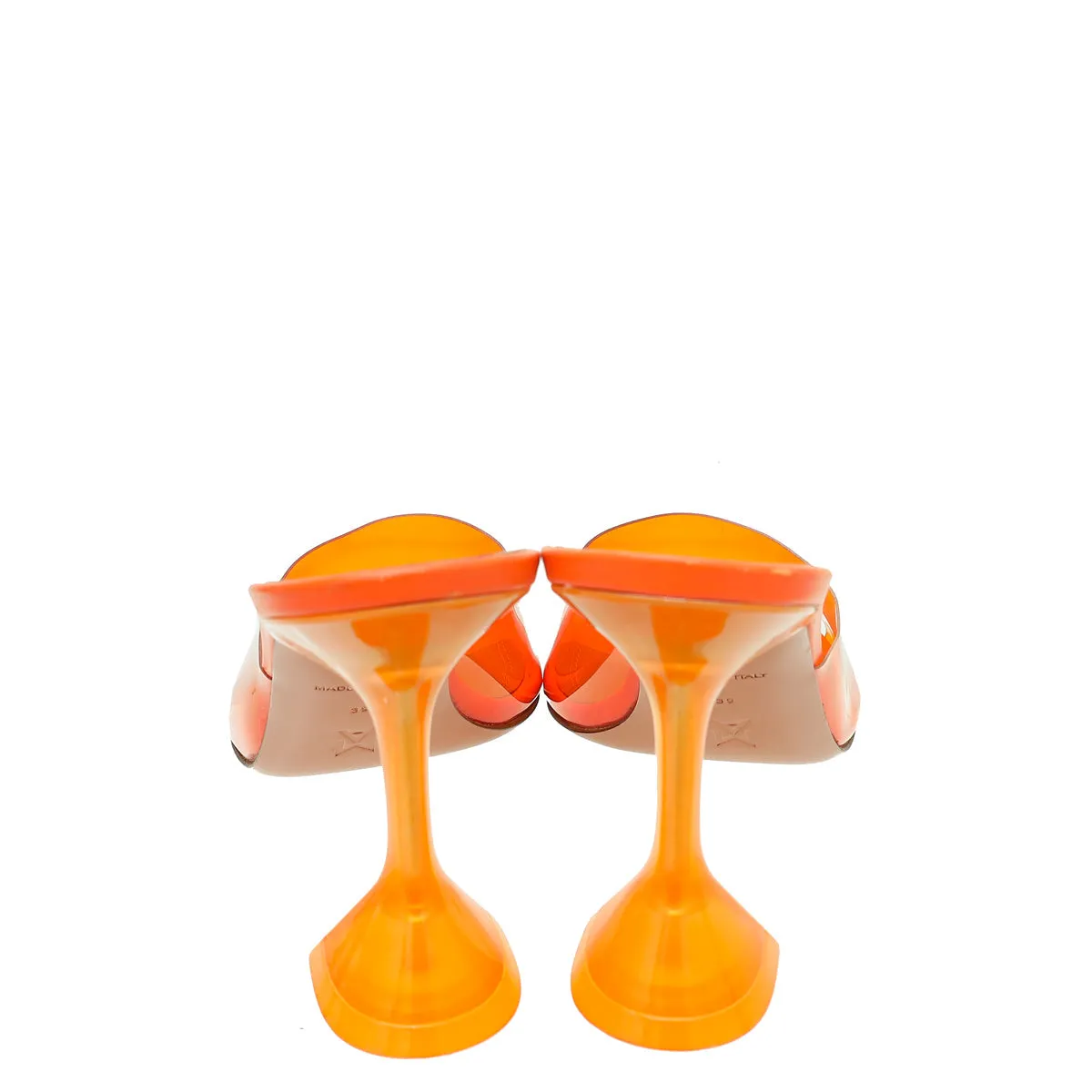 Amina Muaddi Orange Lupita Glass Slipper 39