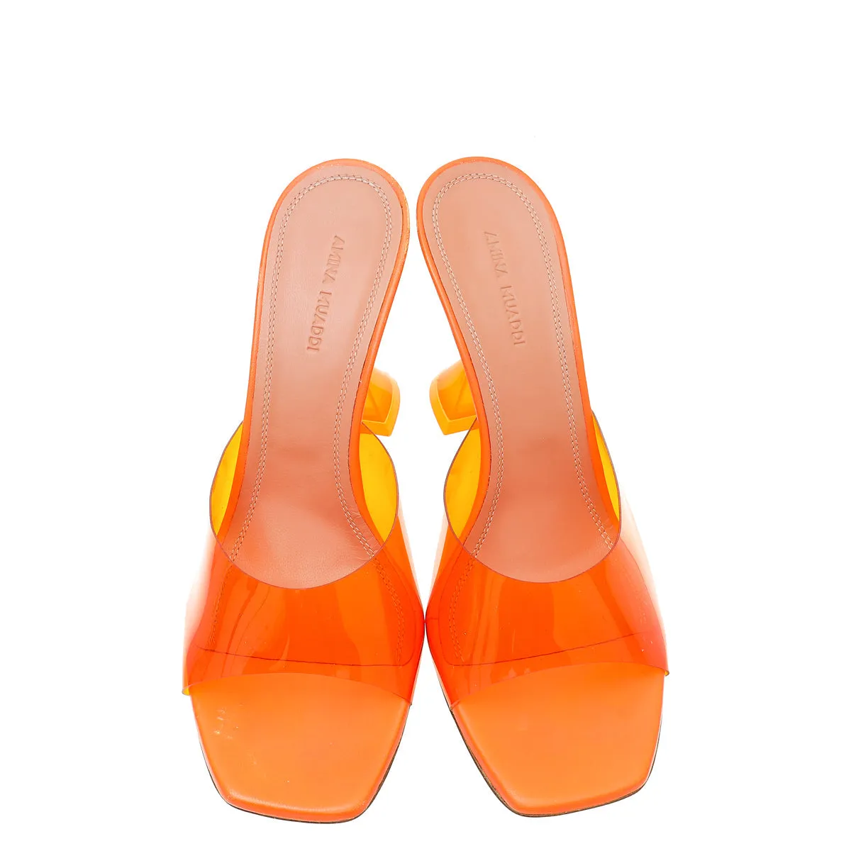 Amina Muaddi Orange Lupita Glass Slipper 39