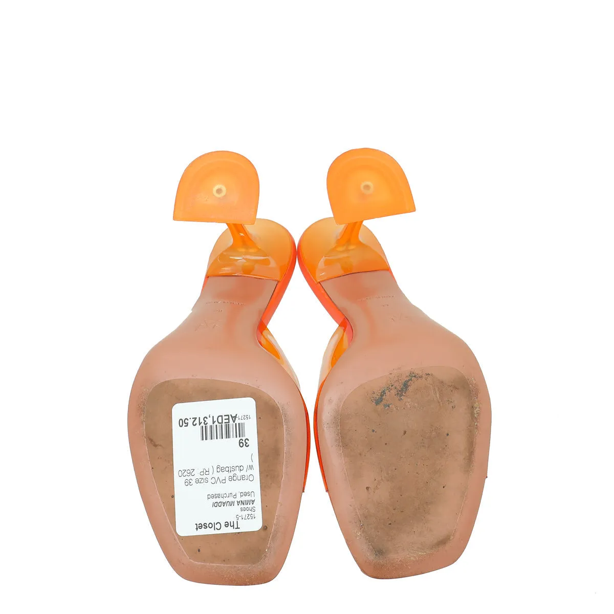 Amina Muaddi Orange Lupita Glass Slipper 39