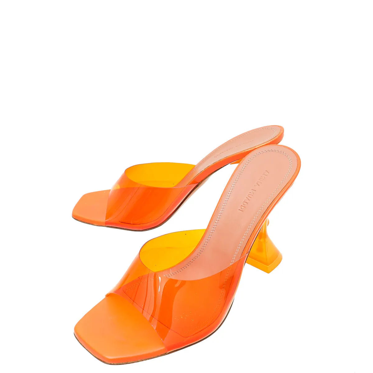 Amina Muaddi Orange Lupita Glass Slipper 39