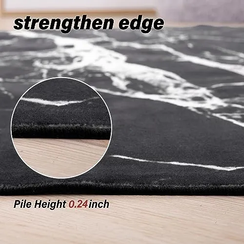 Asrug 2x7 Kitchen Runner Rug, Washable Runners for Hallways, Bathroom Runner Rug, Modern Area Rug, Soft Low-Pile Floor Non Slip Carpet, Black Entryway Rugs Indoor, Mable Design Laundry Room Rug