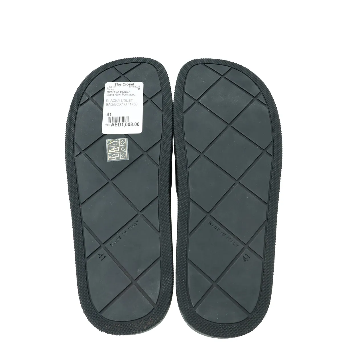 Bottega Veneta Black Rubber Slider Sandal 41