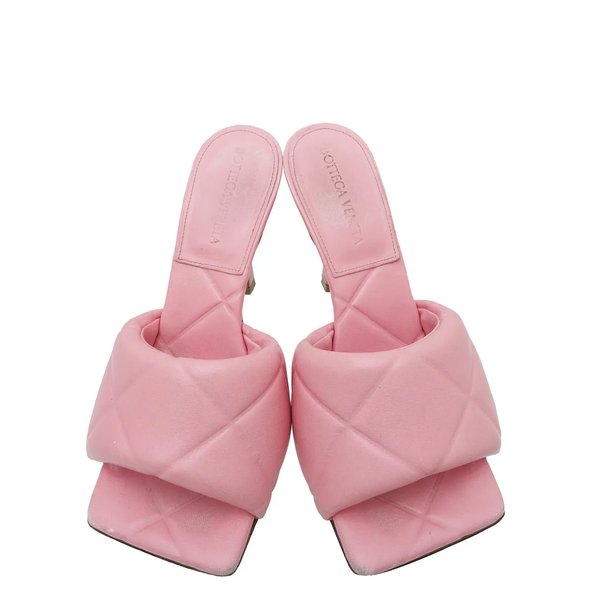 Bottega Veneta Pink Lido Intrecciato Embossed Mules 36