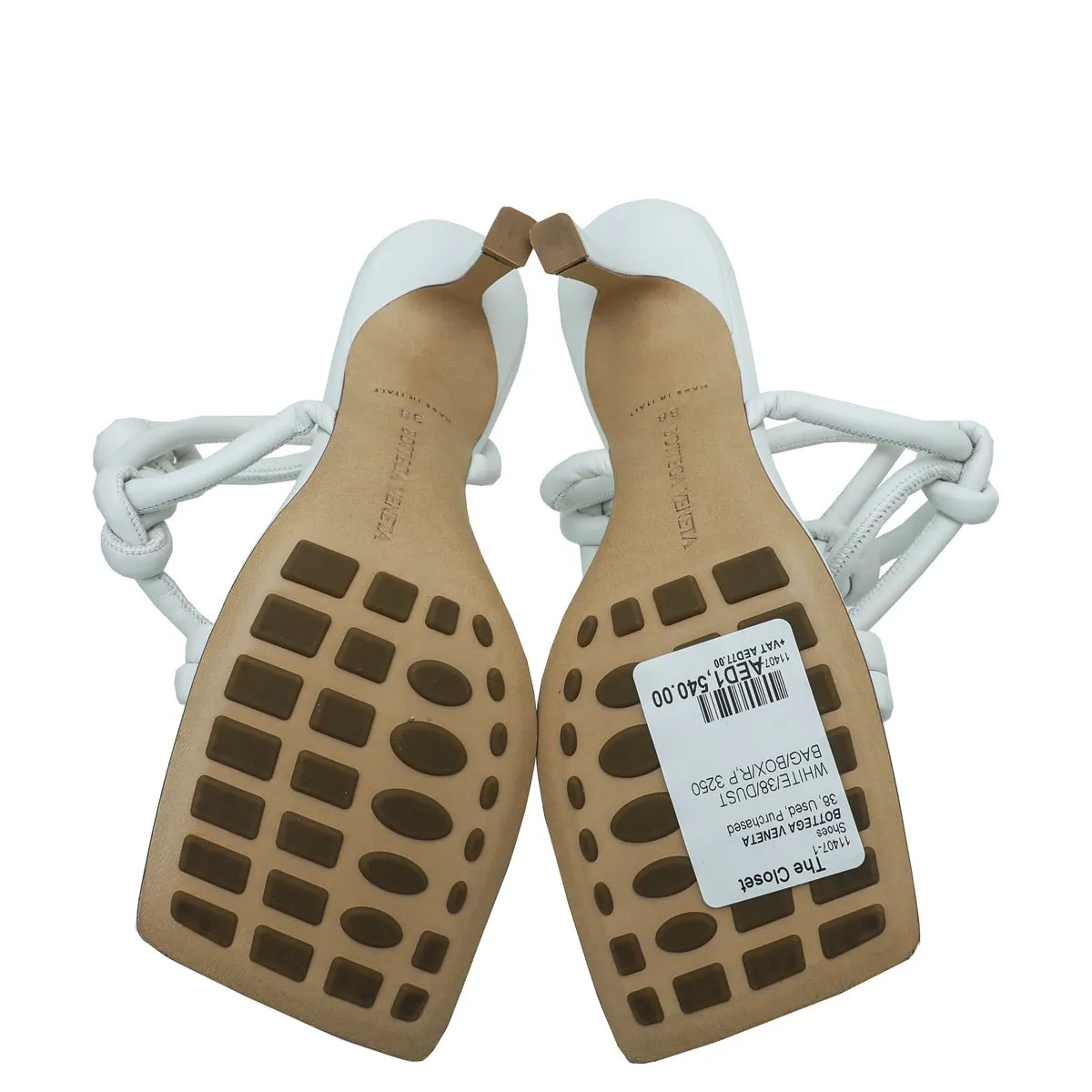 Bottega Veneta White Nappa Knot Sandal 38