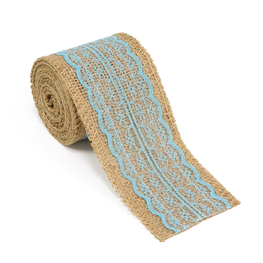 Burlap Ribbon Roll With Lace (4 Colors)