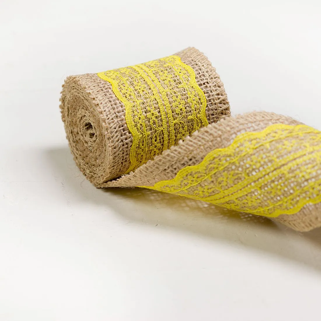 Burlap Ribbon Roll With Lace (4 Colors)