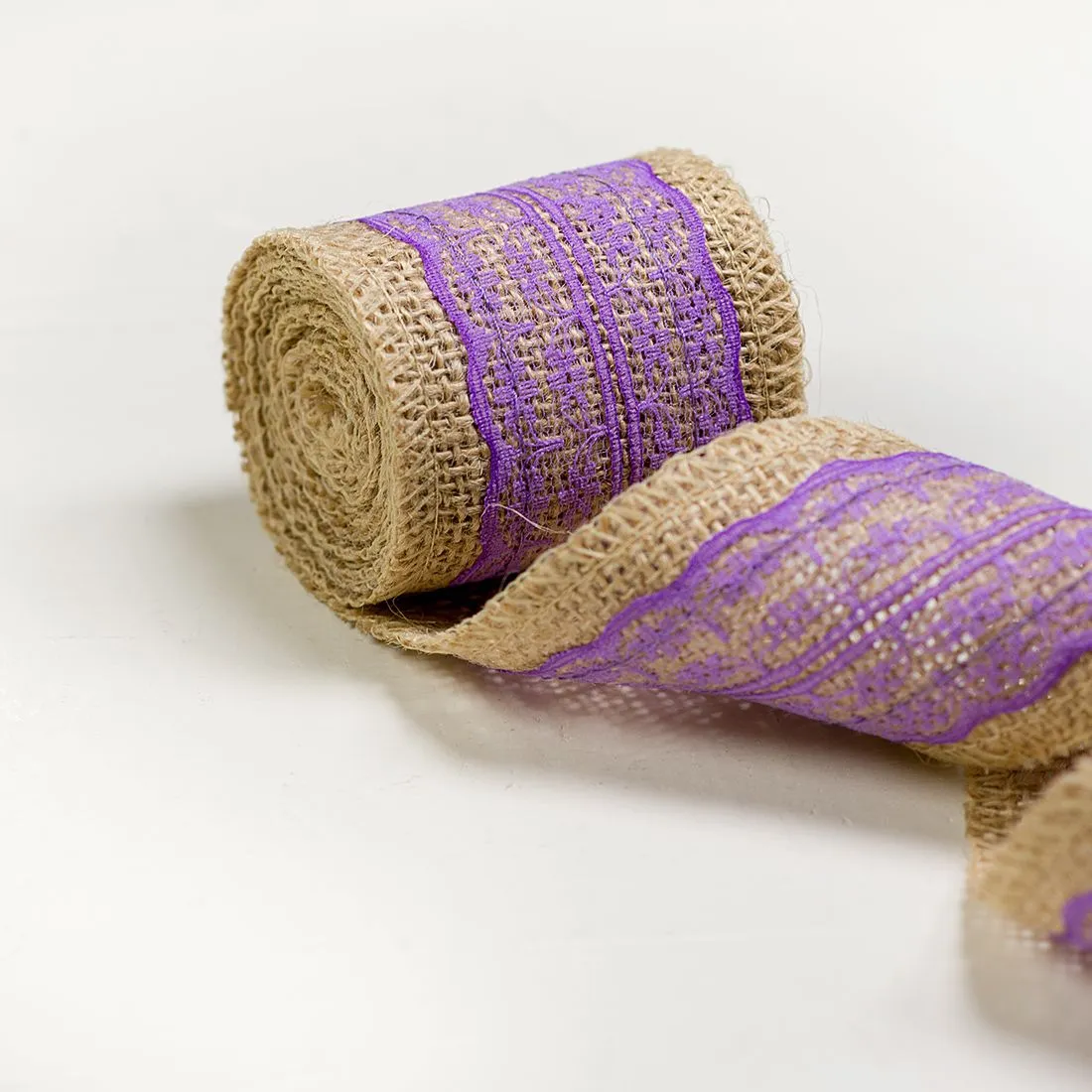Burlap Ribbon Roll With Lace (4 Colors)