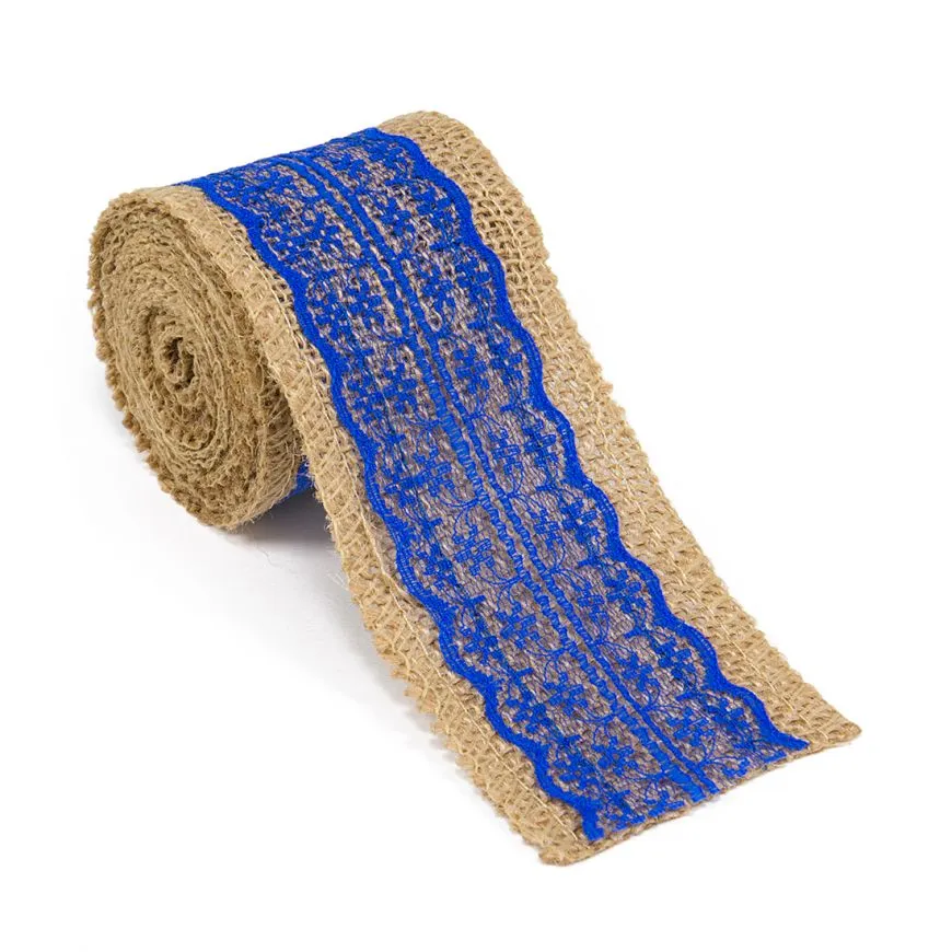 Burlap Ribbon Roll With Lace (4 Colors)