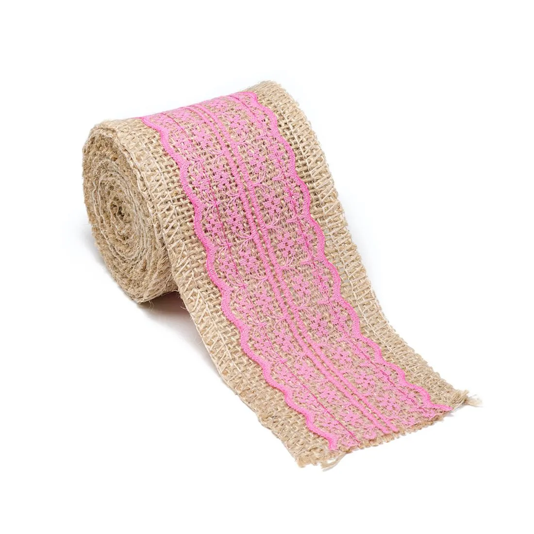 Burlap Ribbon Roll With Lace (4 Colors)