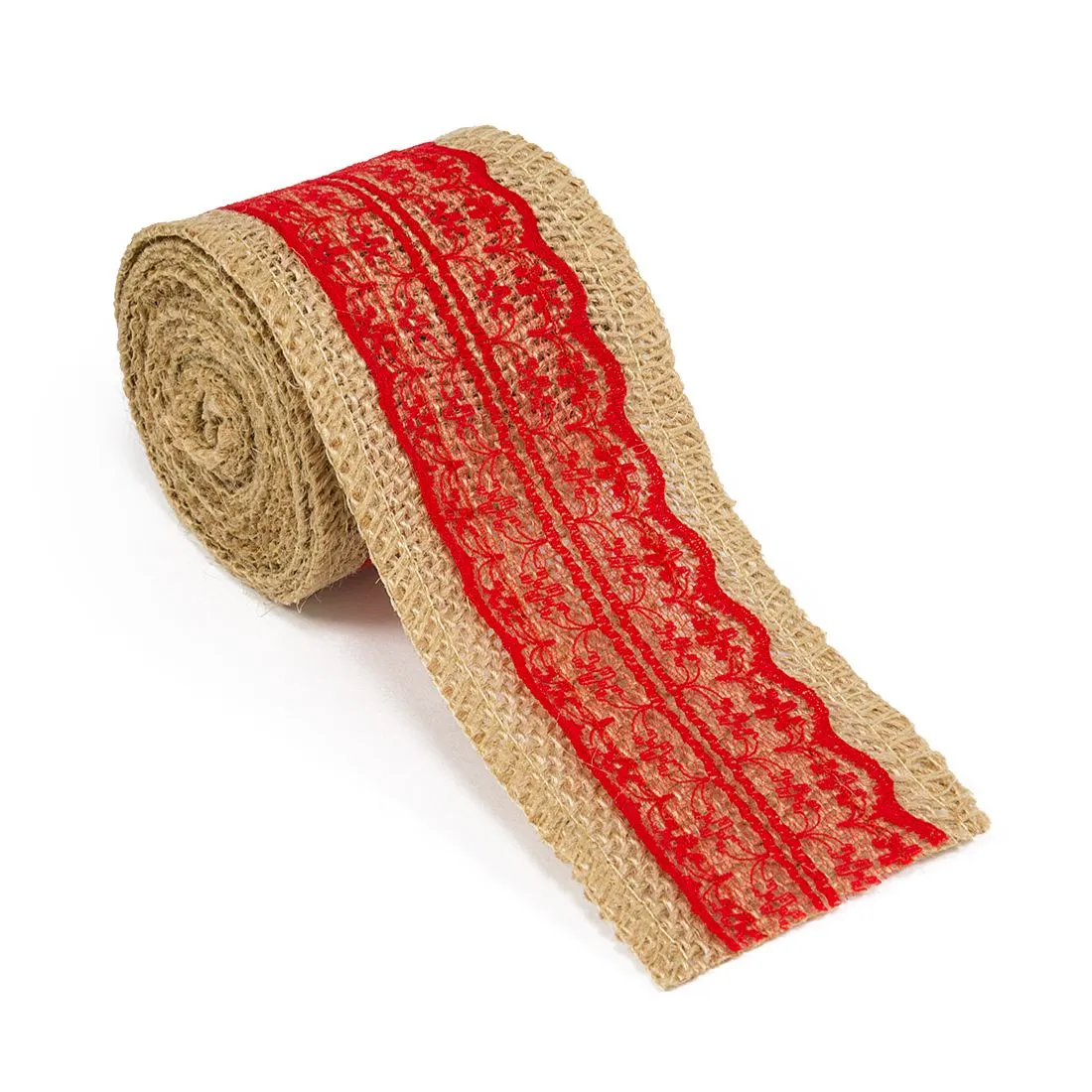 Burlap Ribbon Roll With Lace (4 Colors)