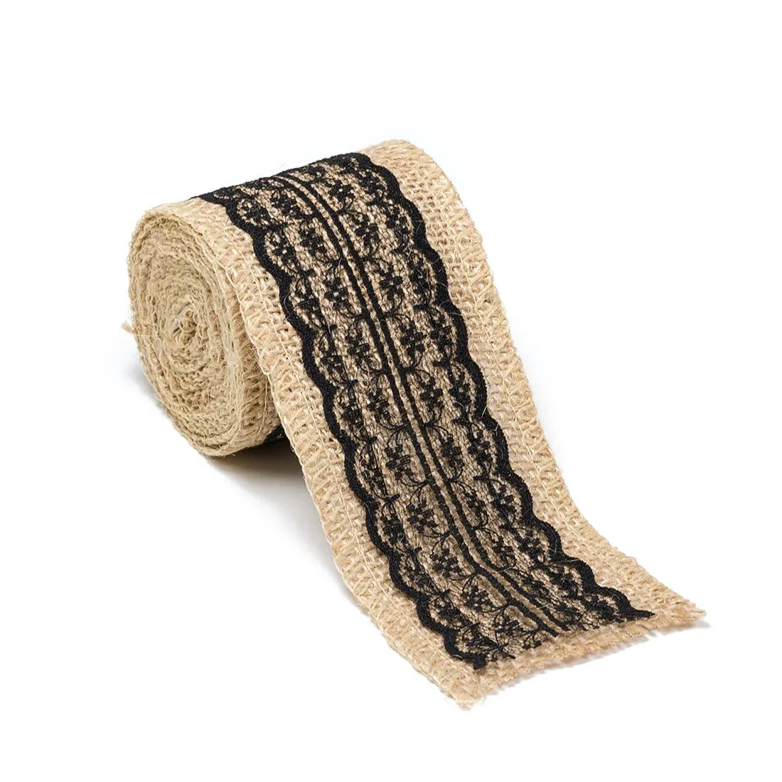Burlap Ribbon Roll With Lace (4 Colors)
