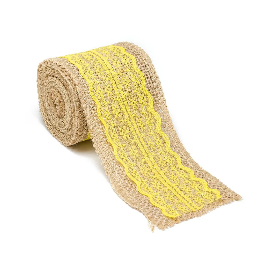 Burlap Ribbon Roll With Lace (4 Colors)