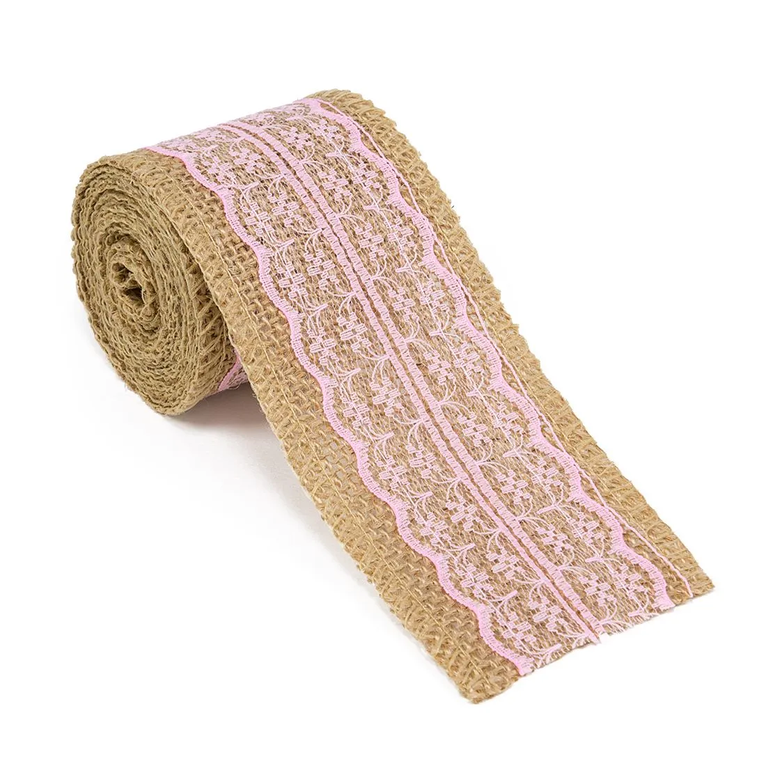 Burlap Ribbon Roll With Lace (4 Colors)