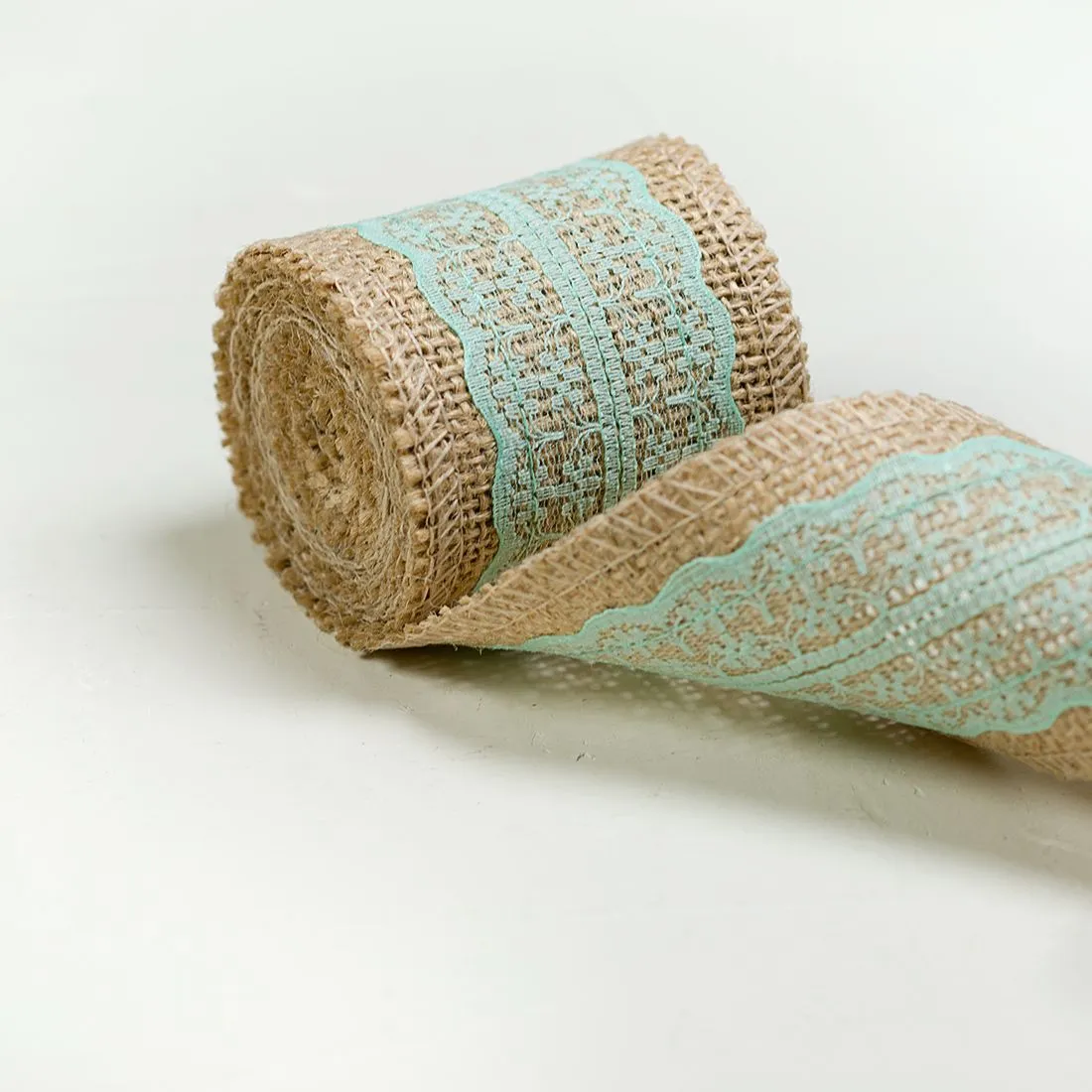 Burlap Ribbon Roll With Lace (4 Colors)
