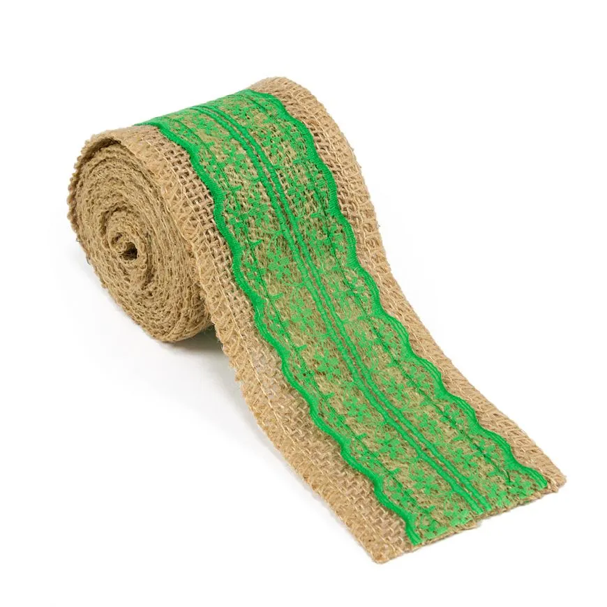 Burlap Ribbon Roll With Lace (4 Colors)