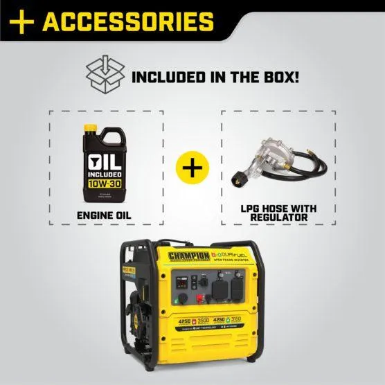 Champion 200977 3500W/4250W Generator Dual Fuel Inverter Open Frame New