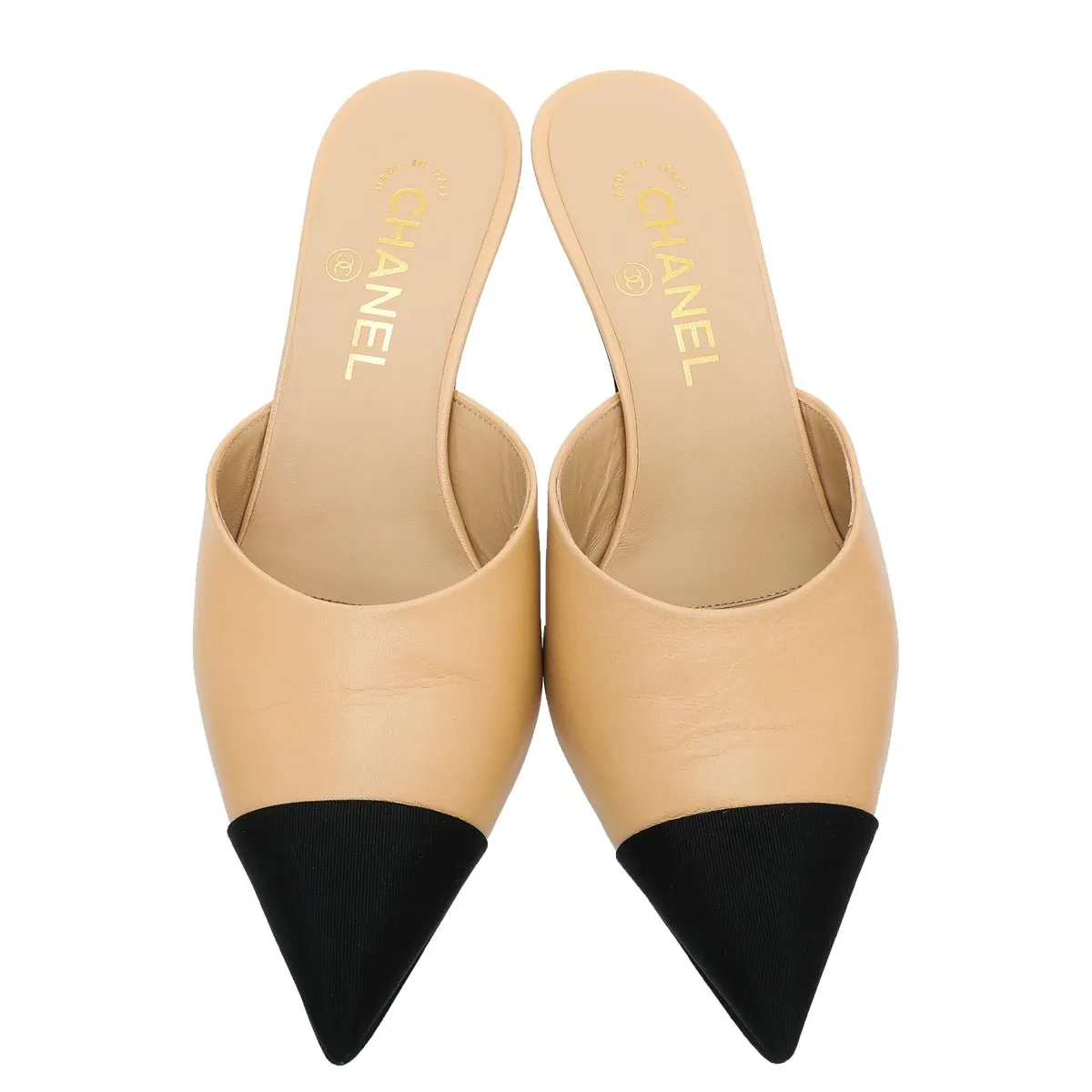 Chanel Bicolor CC Cap Toe Mules 37