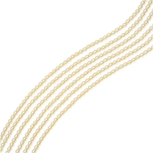 Dazzle It! Czech Glass Pearls, 2mm Round, Cream (1 Strand)