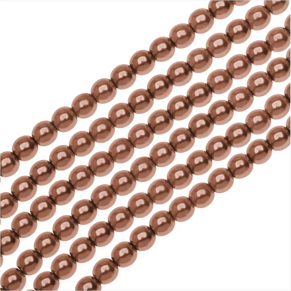Dazzle It! Czech Glass Pearls, 4mm Round, Bronze (1 Strand)