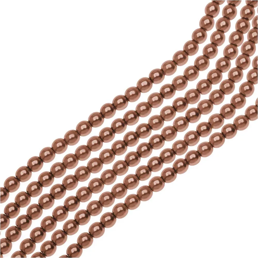 Dazzle It! Czech Glass Pearls, 4mm Round, Bronze (1 Strand)