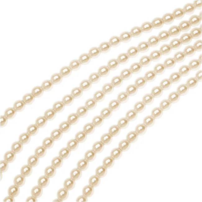 Dazzle It! Czech Glass Pearls, 4mm Round, Cream (1 Strand)