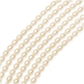 Dazzle It! Czech Glass Pearls, 4mm Round, Cream (1 Strand)