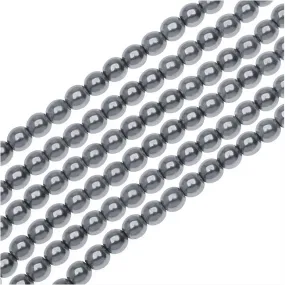 Dazzle It! Czech Glass Pearls, 4mm Round, Gun Metal (1 Strand)