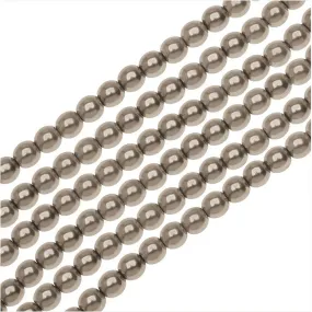 Dazzle It! Czech Glass Pearls, 4mm Round, Platinum (1 Strand)