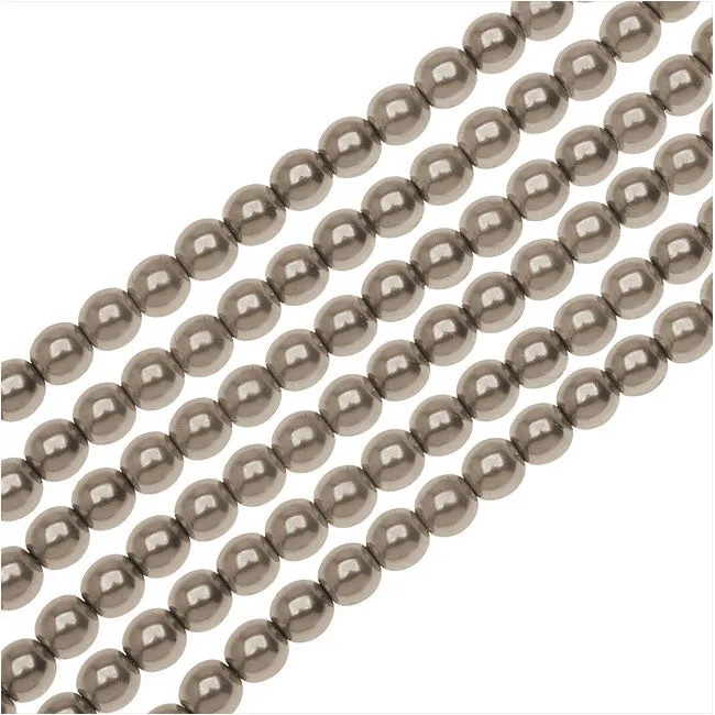 Dazzle It! Czech Glass Pearls, 4mm Round, Platinum (1 Strand)