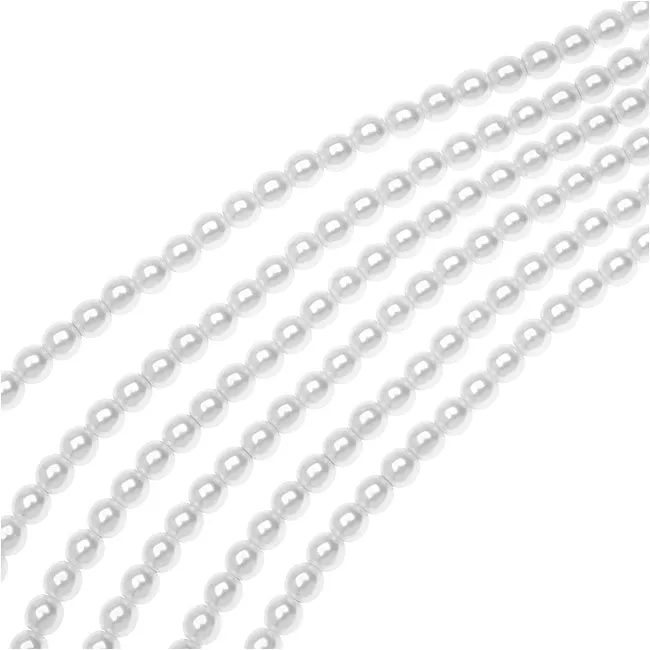 Dazzle It! Czech Glass Pearls, 4mm Round, White (1 Strand)