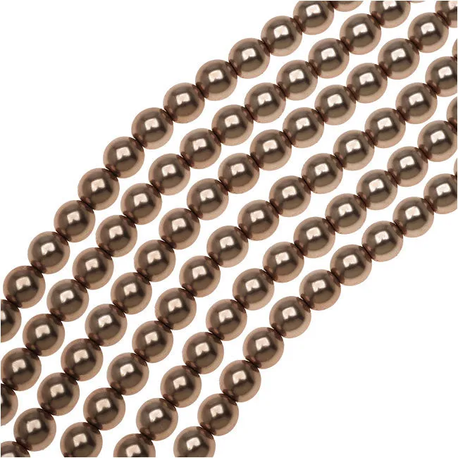 Dazzle It! Czech Glass Pearls, 6mm Round, Bronze (1 Strand)