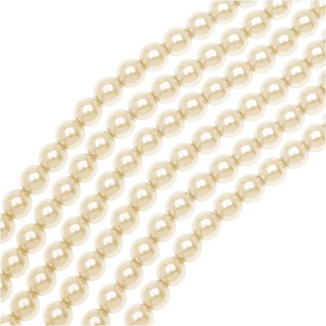 Dazzle It! Czech Glass Pearls, 6mm Round, Cream (1 Strand)