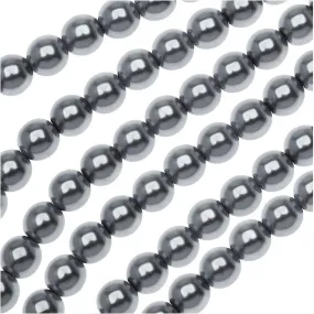Dazzle It! Czech Glass Pearls, 6mm Round, Gun Metal (1 Strand)