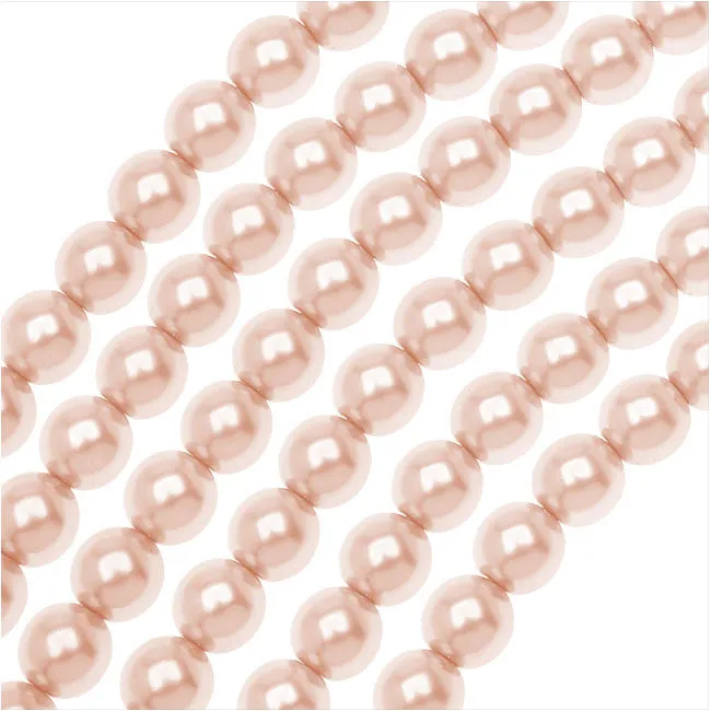 Dazzle It! Czech Glass Pearls, 6mm Round, Light Creamrose (1 Strand)