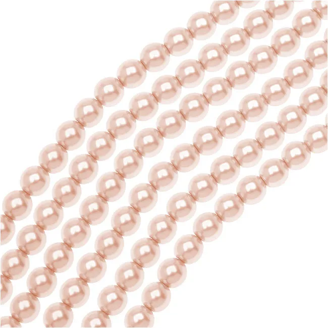 Dazzle It! Czech Glass Pearls, 6mm Round, Light Creamrose (1 Strand)