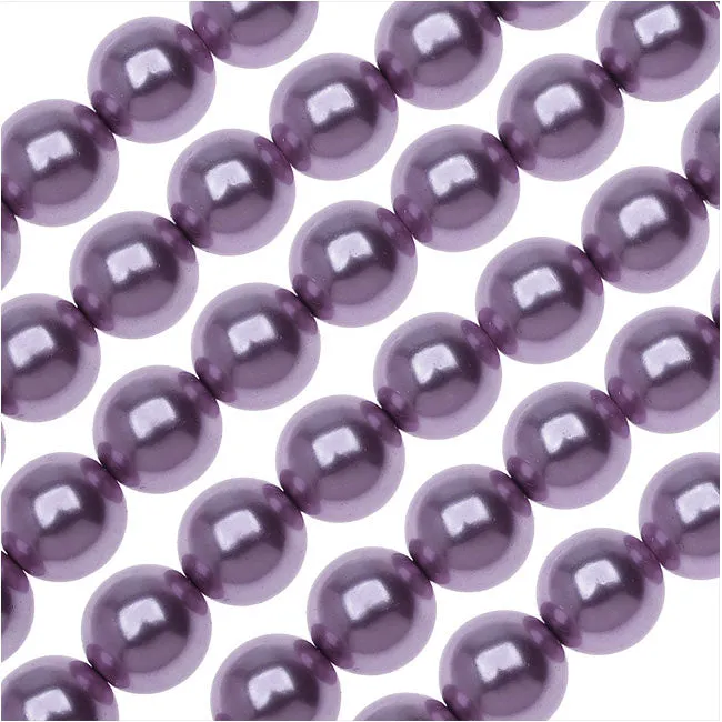 Dazzle It! Czech Glass Pearls, 8mm Round, Purple (1 Strand)