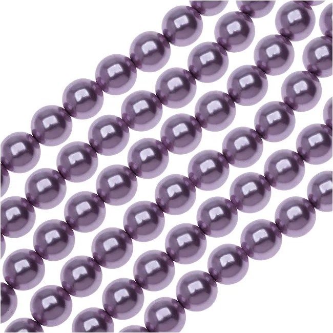 Dazzle It! Czech Glass Pearls, 8mm Round, Purple (1 Strand)