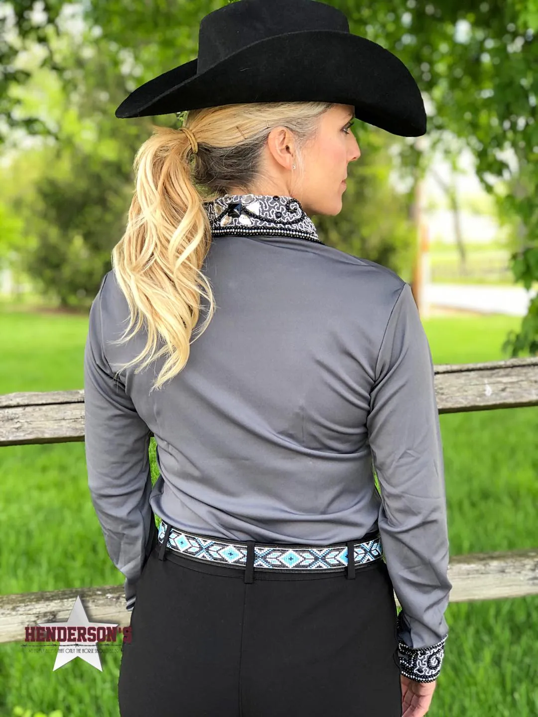 Elite Bling Collar Show Shirt ~ Charcoal