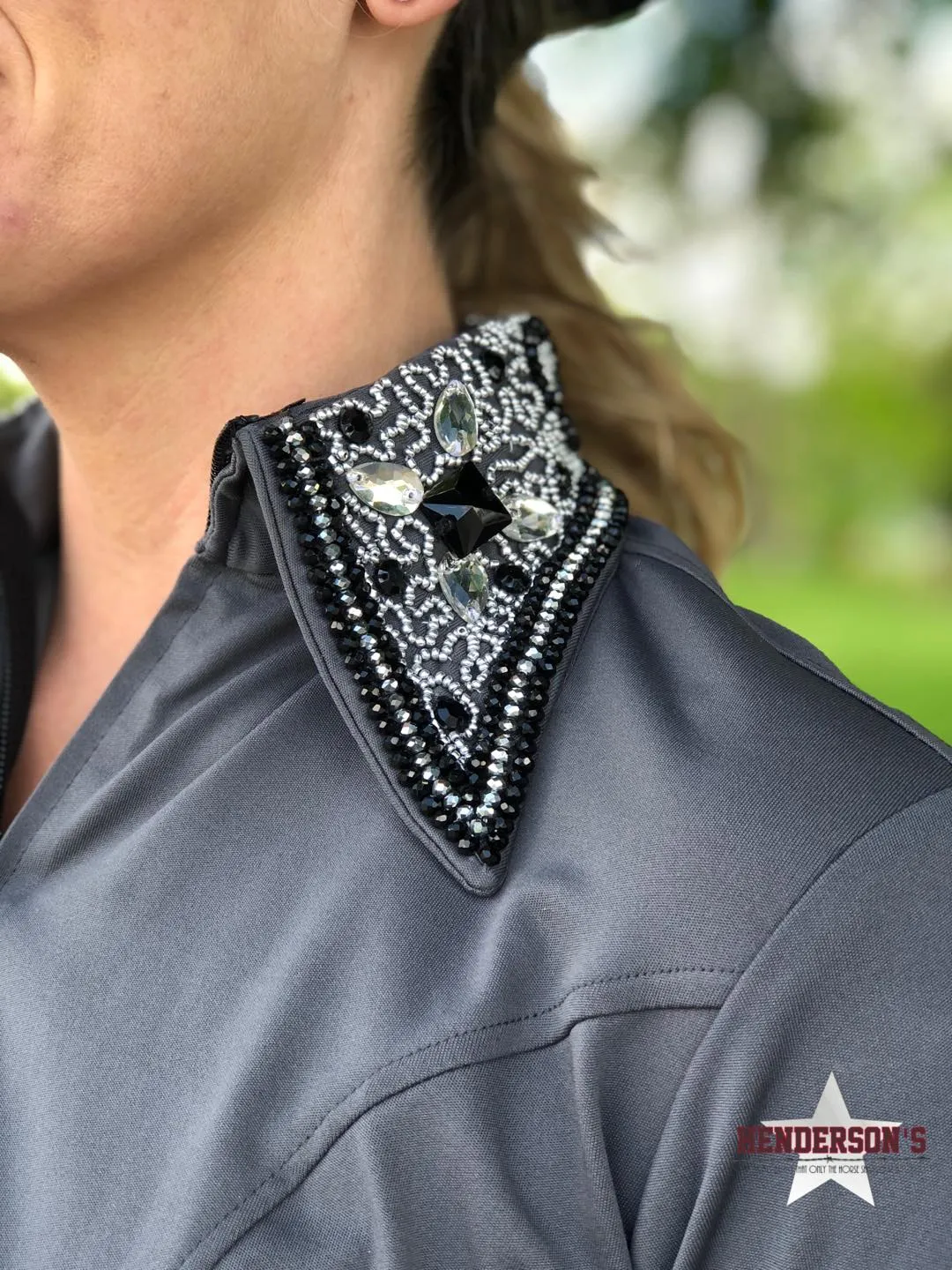 Elite Bling Collar Show Shirt ~ Charcoal