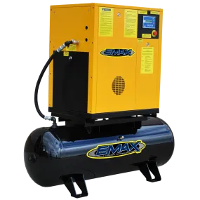 EMAX Industrial Plus 7.5HP 208/230/460V - 3 Phase Rotary Screw Air Compressor - Mounted on 120 gal. Tank (no dryer)