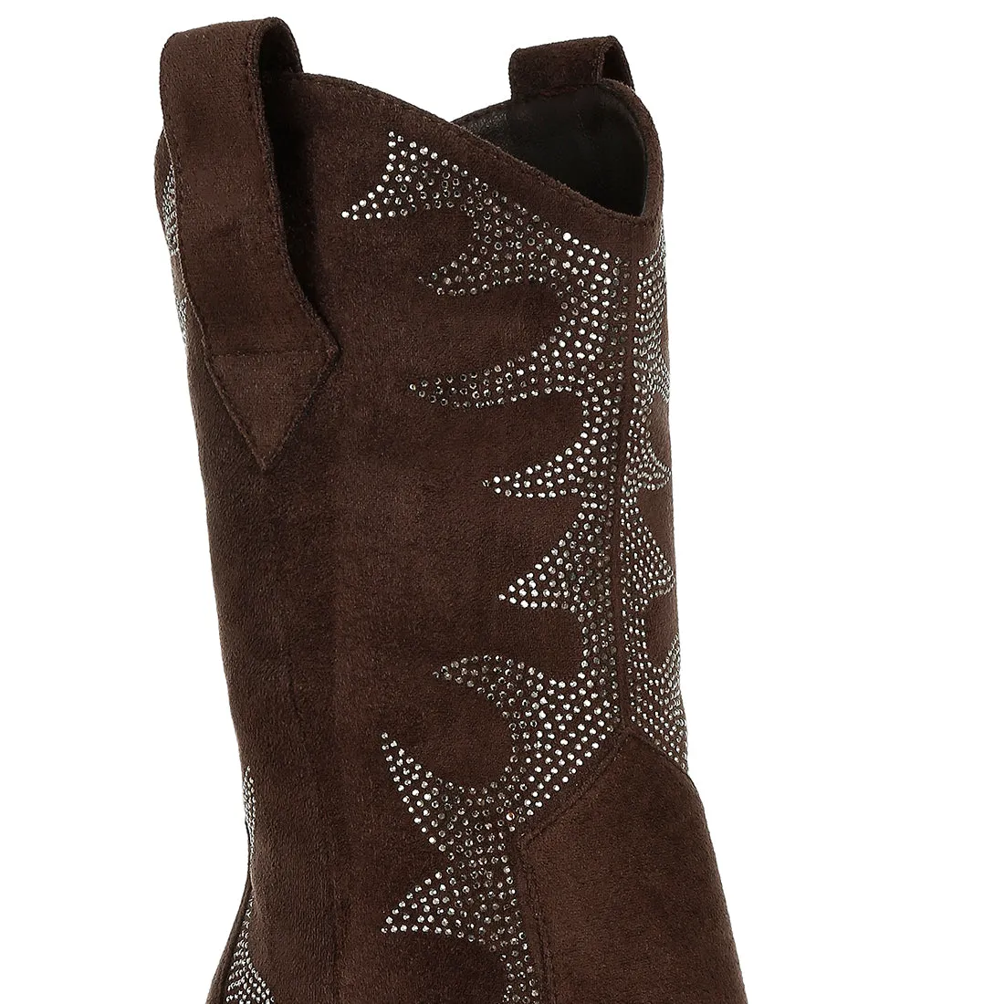 Embellished Rhinestones Calf Boots