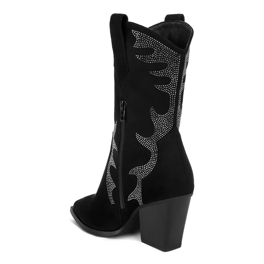 Embellished Rhinestones Calf Boots