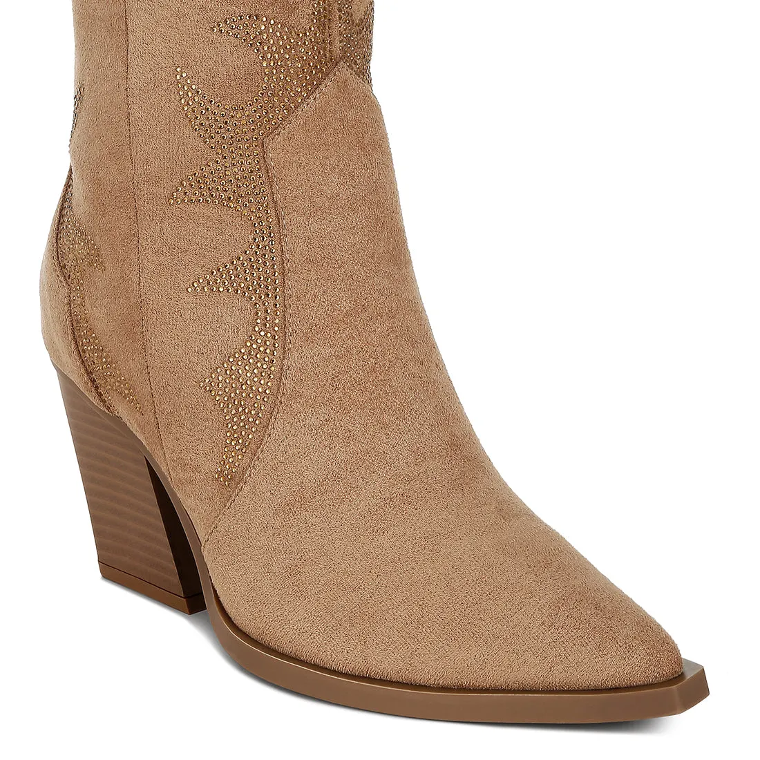 Embellished Rhinestones Calf Boots