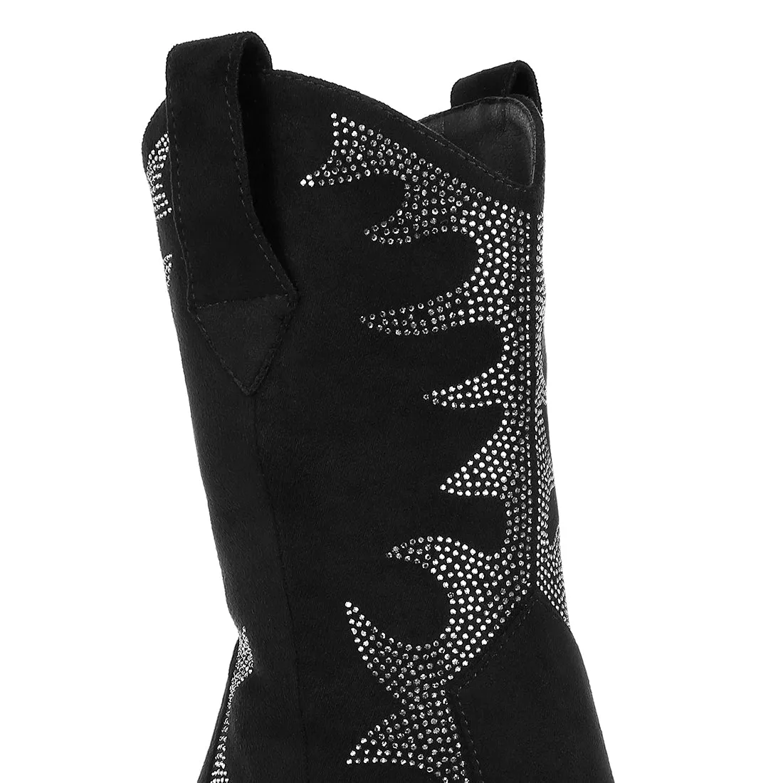 Embellished Rhinestones Calf Boots