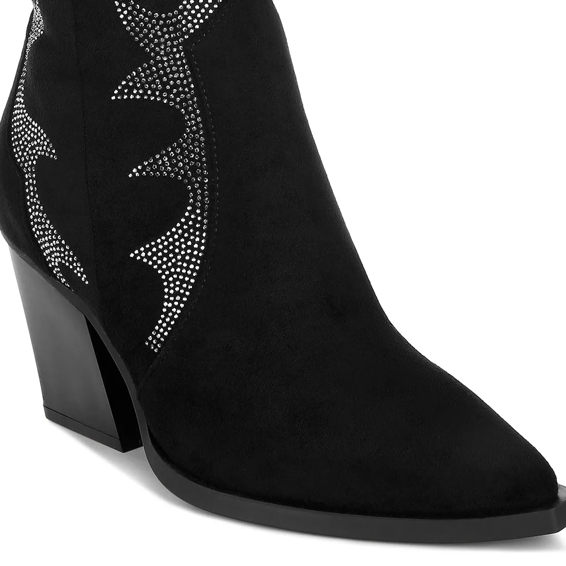 Embellished Rhinestones Calf Boots