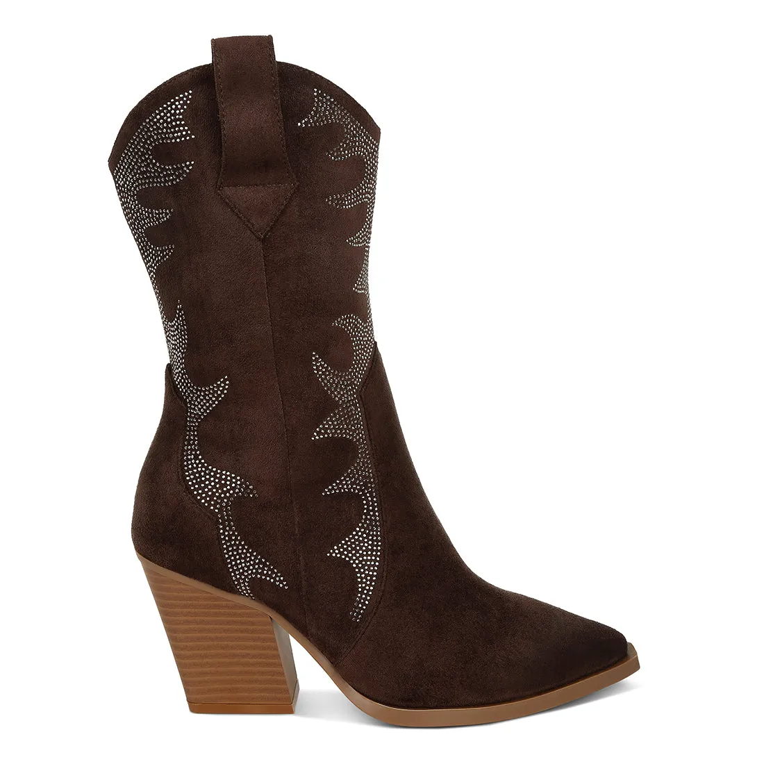 Embellished Rhinestones Calf Boots