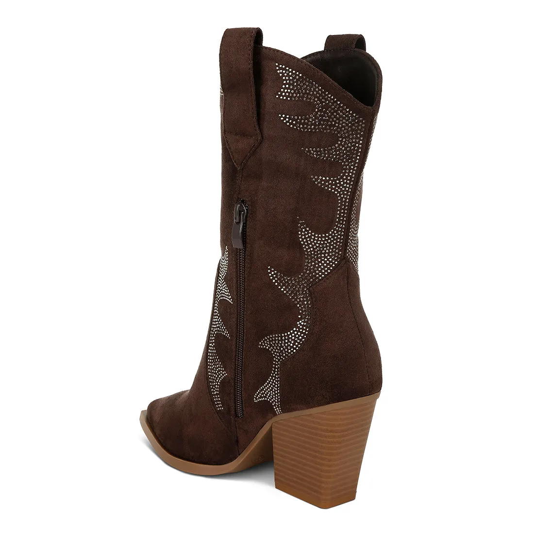 Embellished Rhinestones Calf Boots